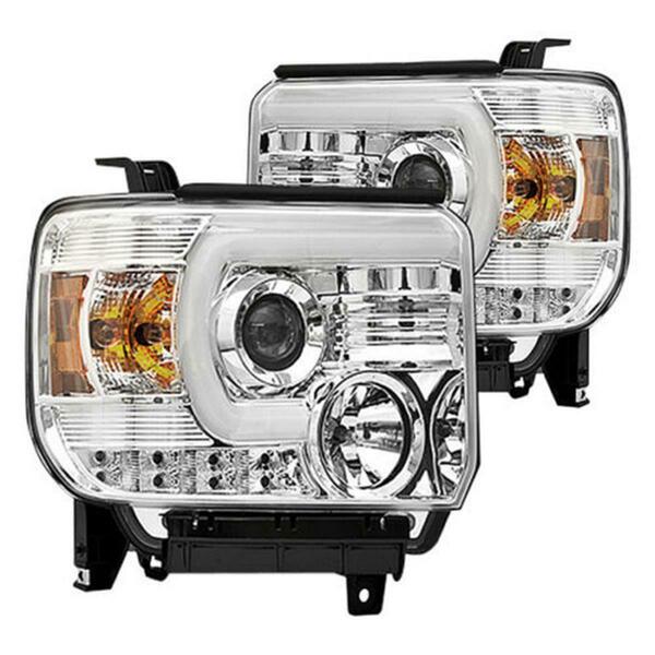 Garland Technology Chrome Projector Head Lamps with Rings for 2014 to 2015 GMC Sierra CWS-3043C2